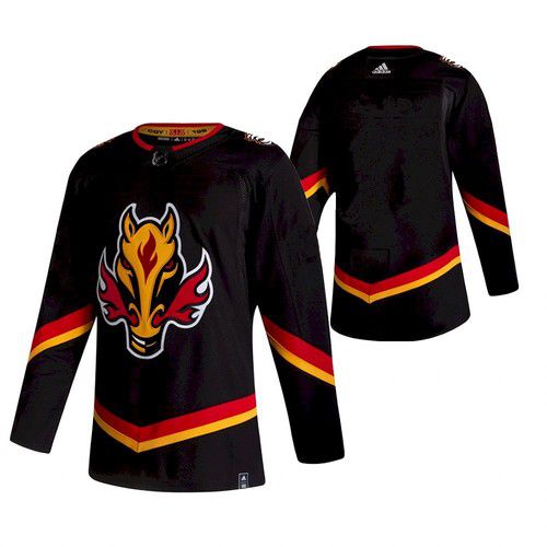 Men Calgary Flames Blank Black NHL 2021 Reverse Retro jersey->ottawa senators->NHL Jersey